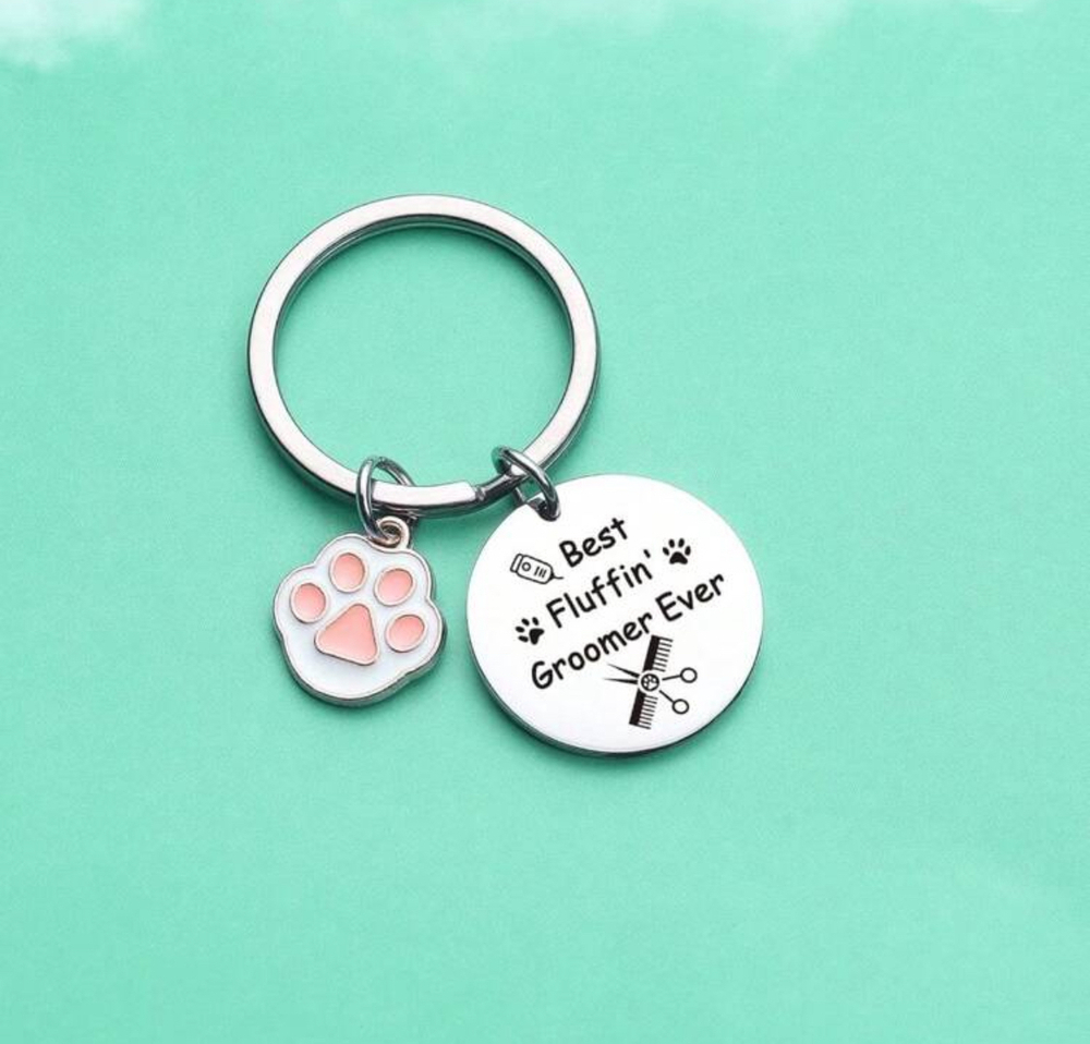 3/$25 Best Fluffin' Groomer Ever Paw Print Scissor Stainless Steel Keychain NEW